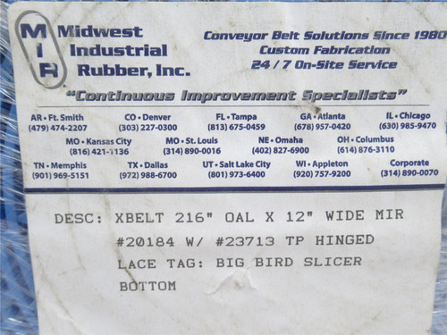 MIR 45526; Plastic Hinge Lace Top Belt; 216" Long x 12" Wide