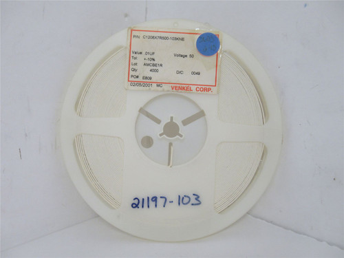 Venkel C1206X7R500-103KNE; Lot-3500 Ceramic Capacitor .01UF