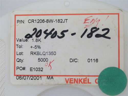 Venkel CR1206-8W-182JT; Lot-4500 Chip Resistor; 1.8Kohms