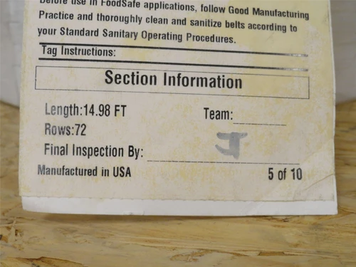 Intralox S1800-8-15; Flat Top Conveyor Belt 8" Wide x 15' Long