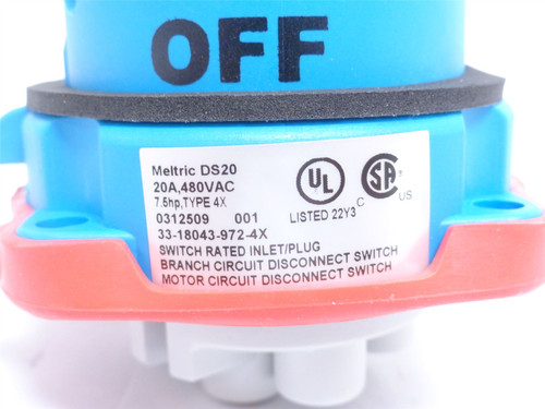 Meltric 33-18043-972-4X;  Pin & Sleeve Connector; 20A; 480VAC