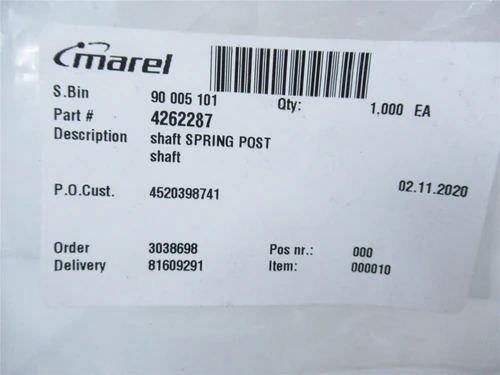 Marel 4262287; Shaft Spring Post Lot of 2