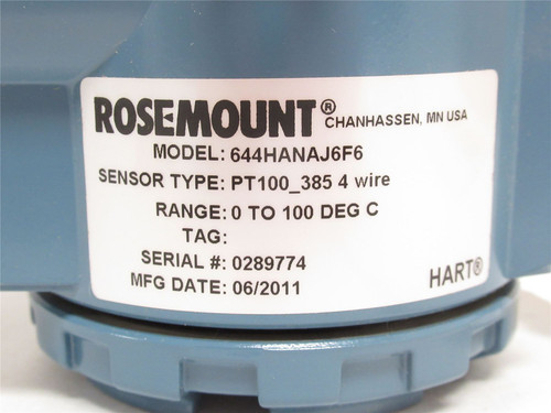 Emerson 644HANAJ6F6; Rosemount Temp Sensor Transmitter