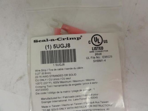 Power First 5UGJ8;  Fork Terminal; Red; 22 to 16 AWG; PK25