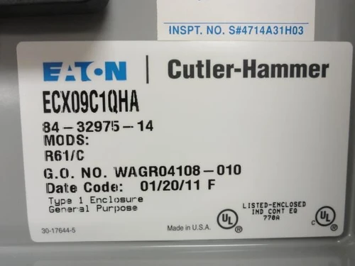 Eaton ECX09C1QHA-R61/C; Starter; 9A; 3P; 600V Max; Coil: 24VDC