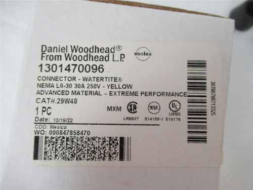 Woodhead  1301470096; LockingConnectorCap-NemaL6-30R 25V30Amp