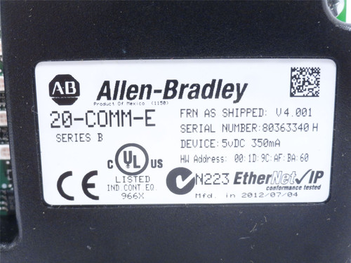 Allen-Bradley 20-COMM-E; EtherNet/IP to DPI Adapter; 5VDC