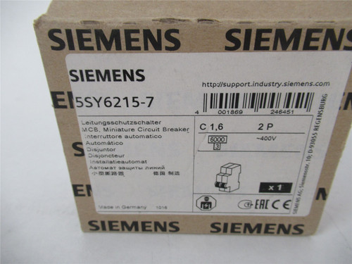 Siemens 5SY6215-7; Circuit Breaker 6 KA Standard Frame 1 Pole