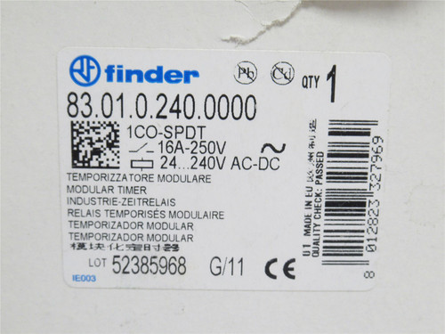 Finder 83.01.0.240.0000; Time Delay Relay; 16A; 1/2s-10 Days
