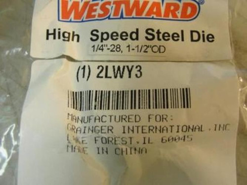 Westward 2LWY3; Round Solid Die; 1/4"-28; Right Hand