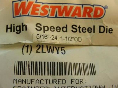 Westward 2LWY5; Round Solid Die; 5/16"-24; Right Hand