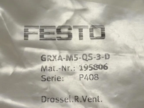 Festo GRXA-M5-QS-3-D; One Way Flow Control Valve; 3mm; 195806