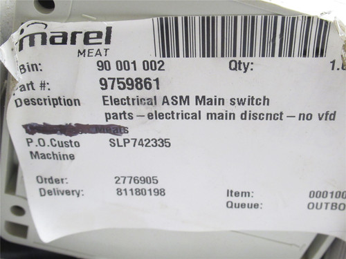 Marel 9759861; Disconnect Switch; ASM; Main