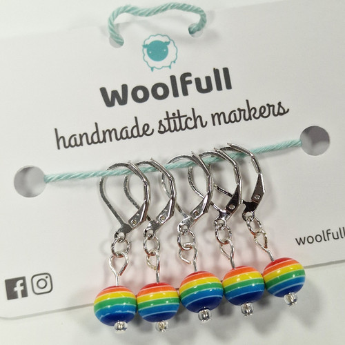 Handmade Stitch Markers - Rainbow Beads