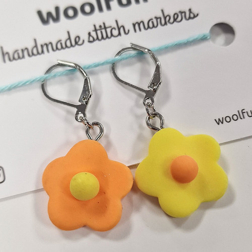 Handmade Stitch Markers - Bright Flowers