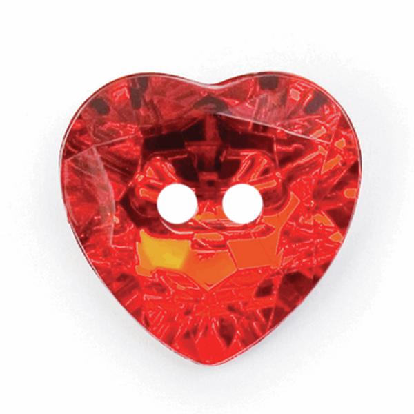 Red Heart Diamond Look Button