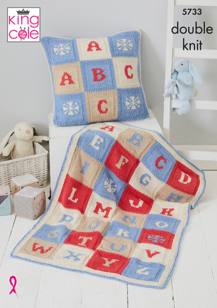King Cole Pattern 5733 - Alphabet Blanket and Cushion Cover