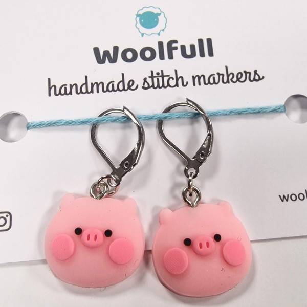 Handmade Stitch Markers - Pigs