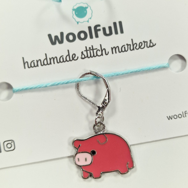 Handmade Stitch Markers - Pig