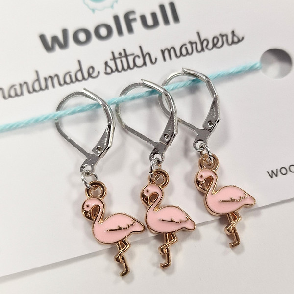 Handmade Stitch Markers - Flamingos