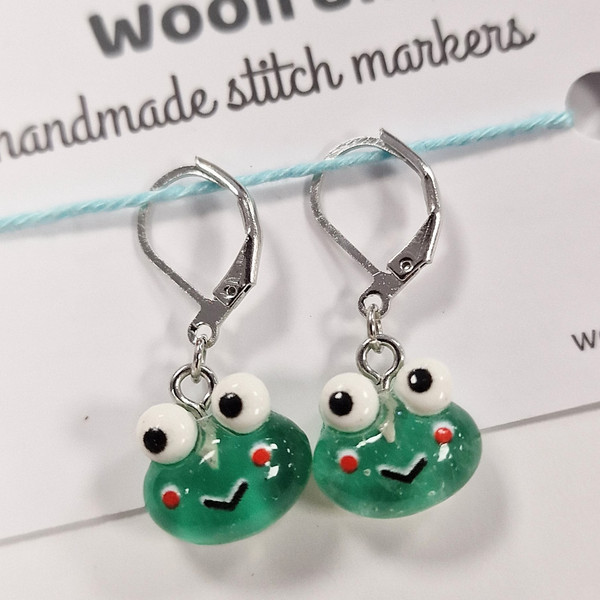 Handmade Stitch Markers - Frog Faces