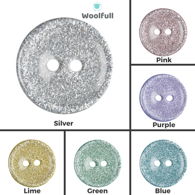 buttons purple and silver glitter