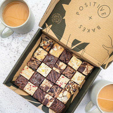 Brownie & Blondie Signature Gift Box A Look Inside Your Box of Brownies & Blondies... Try all 9 delicious flavours from our Signature Collection, these bite sized pieces of heaven are perfect with a nice hot cuppa, or heat up your bakes a little for a warm, gooey treat. Pure, chocolatey heaven. Contains 9 signature flavours and 25 portions to enjoy. White Chocolate & Raspberry Blondie x 3 Strawberry Bakewell Blondie x 3 Lemon Drizzle Blondie x 3 Pecan Brownie x 2 Classic Brownie x 3 Salted Caramel Brownie x 4 Mocha Brownie x 2 Marb