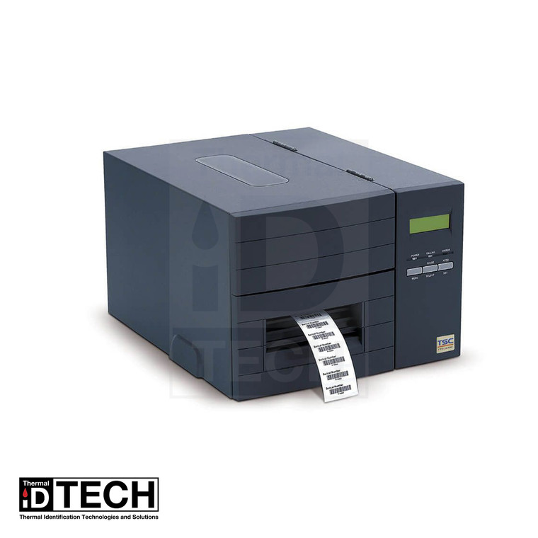 TTP-244 Plus thermal transfer desktop barcode printer with printed labels.