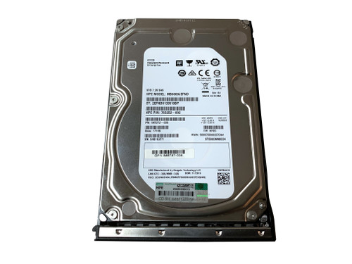 846998-B21 HPE 6TB 7.2K 3.5” 512E 12G SAS hard drive bundled with a low profile carrier tray.