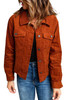 Brown Corduroy Button-Down Jacket with Pocket