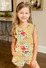 Yellow Floral Print Ruffled Sleeveless Girls Romper Yellow Floral Print Ruffled Sleeveless Girls Romper