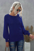 Blue Hollow-out Back Sweater with Tie