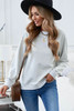 Gray Crew Neck Raglan Sleeve Sweatshirt