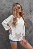 White Leopard Star Waffle Knit Long Sleeve Top