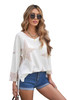 White Leopard Star Waffle Knit Long Sleeve Top
