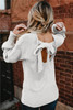 White Hollow-out Back Sweater with Tie