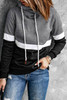 Black Drawstring Cowl Neck Colorblock Hoodie