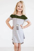 Green Colorblock Patchwork Striped Girls’ Dress