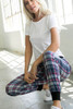 High Waisted Drawstring Plaid Joggers with Pockets