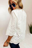 Embroidered Floral Hollow-out Bell Sleeve Blouse