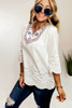 Embroidered Floral Hollow-out Bell Sleeve Blouse Embroidered Floral Hollow-out Bell Sleeve Blouse