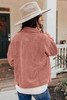 Pink Ribbed Corduroy Long Sleeve Jacket with Pocket