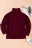 Wine Quilted Patch Half Zipper Sweatshirt