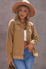 Khaki Ribbed Corduroy Long Sleeve Jacket with Pocket Khaki Ribbed Corduroy Long Sleeve Jacket with Pocket
