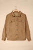 Khaki Ribbed Corduroy Long Sleeve Jacket with Pocket Khaki Ribbed Corduroy Long Sleeve Jacket with Pocket