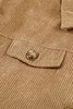 Khaki Ribbed Corduroy Long Sleeve Jacket with Pocket