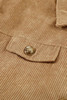 Khaki Ribbed Corduroy Long Sleeve Jacket with Pocket Khaki Ribbed Corduroy Long Sleeve Jacket with Pocket