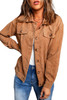 Khaki Ribbed Corduroy Long Sleeve Jacket with Pocket Khaki Ribbed Corduroy Long Sleeve Jacket with Pocket
