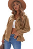 Khaki Ribbed Corduroy Long Sleeve Jacket with Pocket Khaki Ribbed Corduroy Long Sleeve Jacket with Pocket