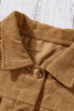 Khaki Ribbed Corduroy Long Sleeve Jacket with Pocket